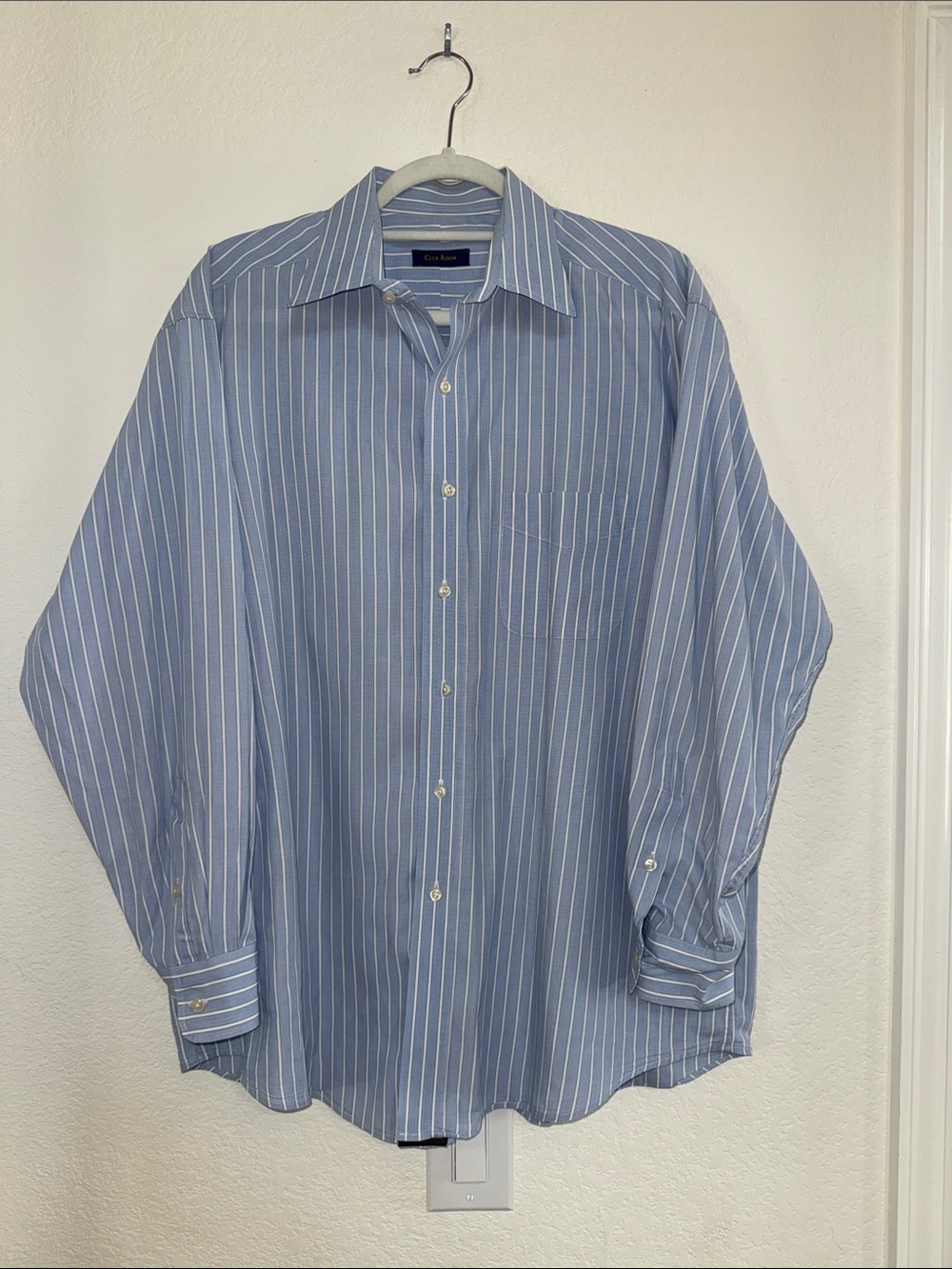 Club Room Light Blue and White Striped Dress Shirt